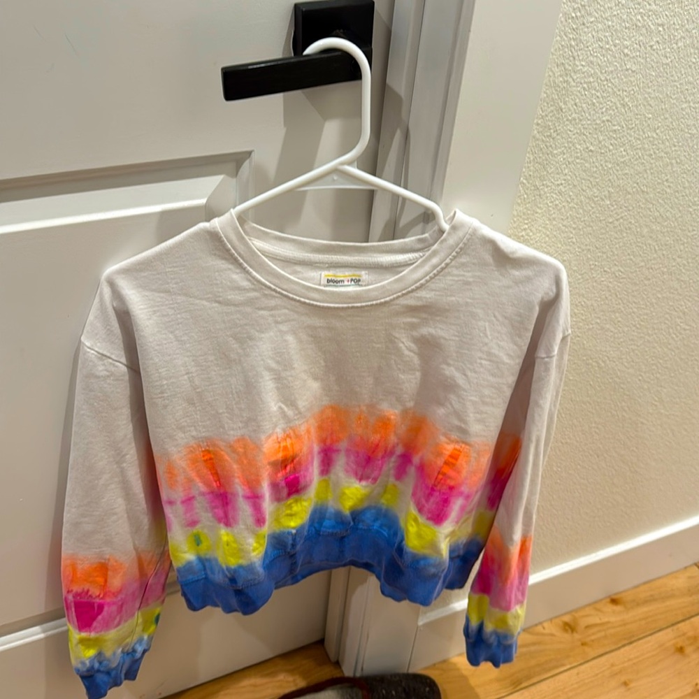 Bloom Pop Neon dip dyed Crop Top NEW Medium